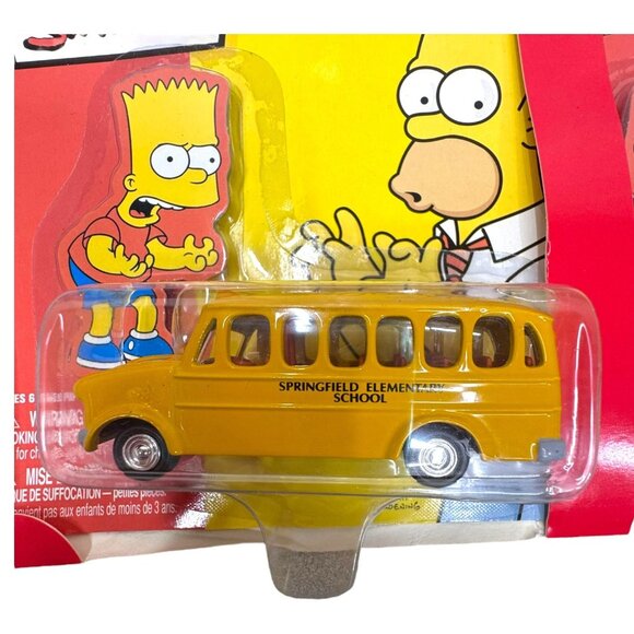 The Simpsons Johnny Lightning Diecast Car Set Springfield Police Car School Bus - Picture 4 of 5